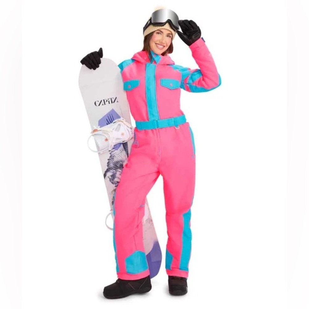 NWT Tipsy Elves Neon Bunny Snow Ski Suit Bright Pink Snowboard Sz XS